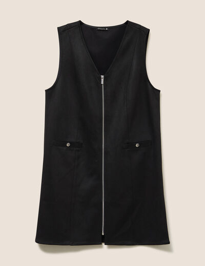 Robe chasuble su&eacute;dine noir femme