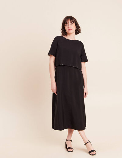 Robe longue r&eacute;versible et amovible noir femme