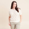 Pull droit court manches courtes ecru femme