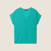 Pull à manches courtes vert turquoise femme