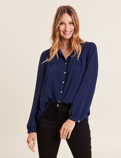 Chemise manches longues bleu marine femme