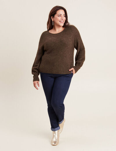 Pull confectionné en France vert kaki femme