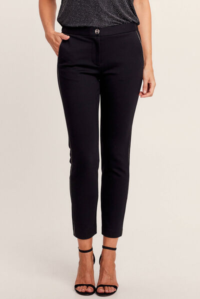 Pantalon chino ajusté 7/8ème noir femme