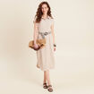Robe chemise droite ceintur&eacute;e sable femme