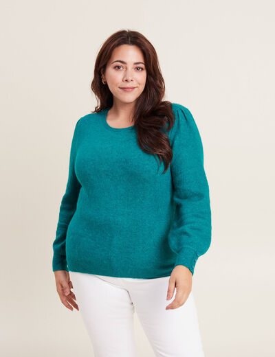 Pull manches longues vert canard femme