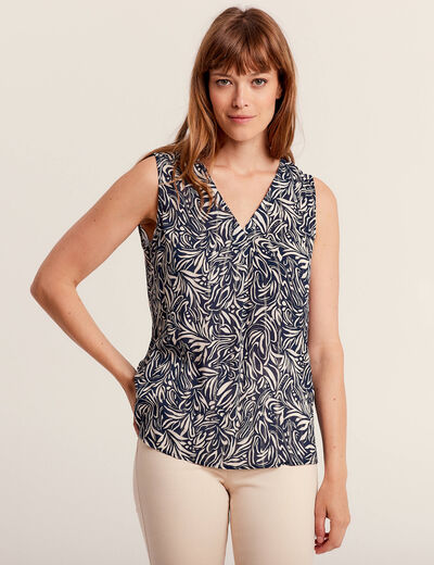 Blouse sans manches bleu femme