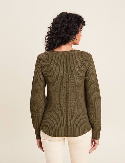 Pull manches longues vert kaki femme