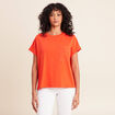 T-shirt col rond manches courtes poches orange fonc&eacute; femme
