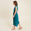 Robe évasée taille smockée vert femme