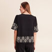 Blouse droite courte manches coudes noir femme