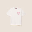 T-shirt broderie manches courtes ecru femme
