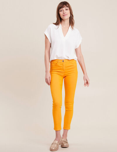 Pantalon léger taille standard 7/8ème jaune or femme