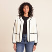 Veste manches longues sans col ecru femme
