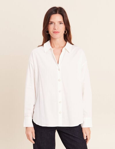 Chemise ample manches longues ecru femme