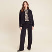 Pantalon droit taille haute bleu foncé femme
