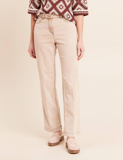 Jean coupe droite taille standard denim beige femme