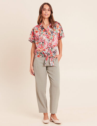 Chemise droite courte manches courtes multicolore femme