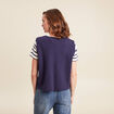 gilet droit court sans manches col rond bleu marine femme