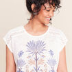 T-shirt col rond manches courtes ecru femme