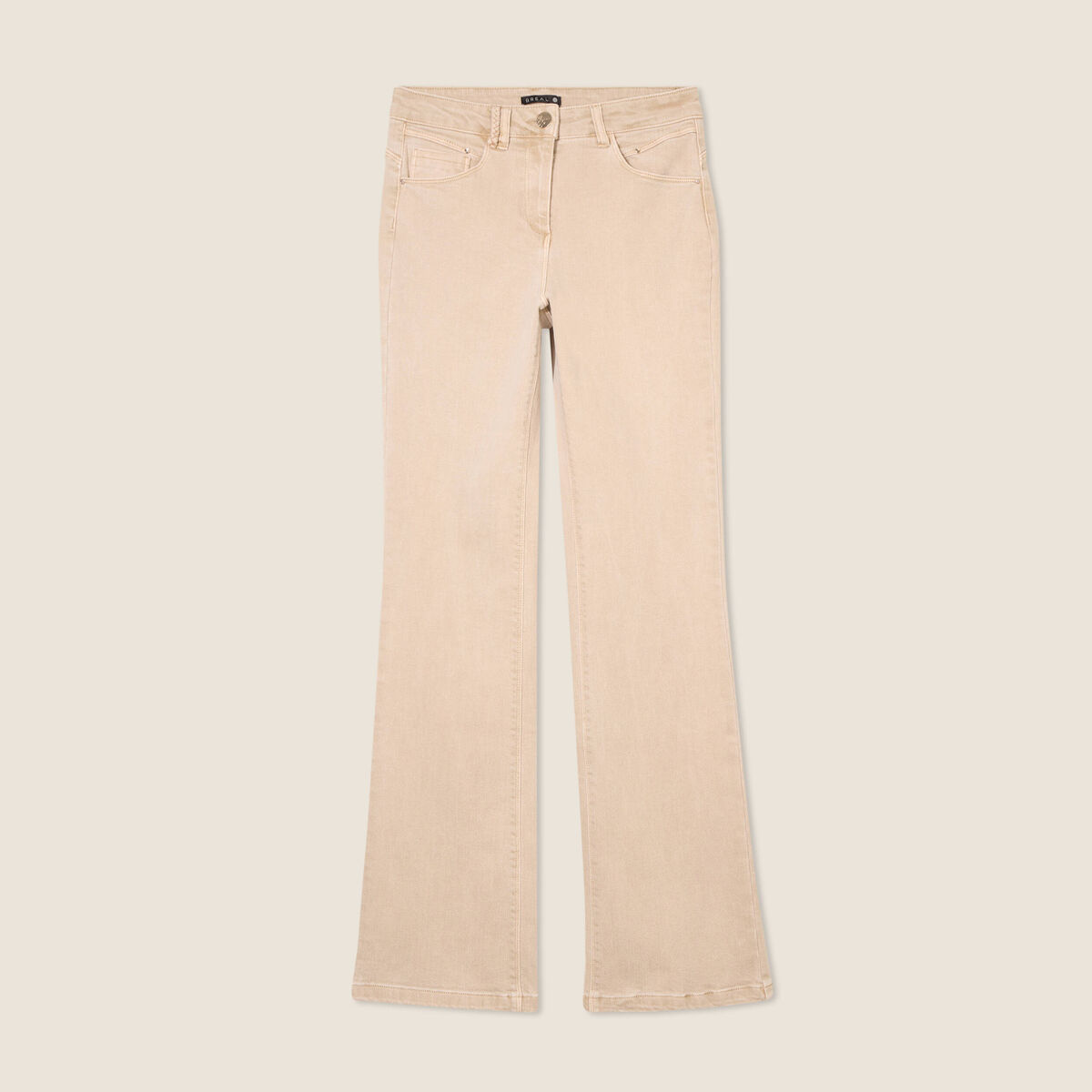 Jean bootcut taille haute denim beige femme