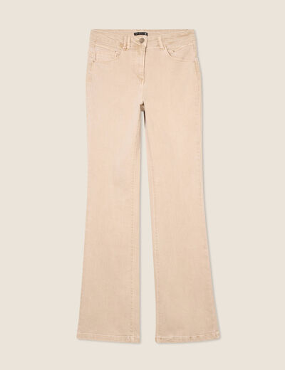 Jean bootcut taille haute denim beige femme