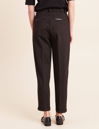 Jogging imprim&eacute; l&eacute;opard taille bascul&eacute;e marron femme