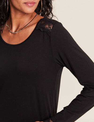 T-shirt thermo-douceur manches longues noir femme