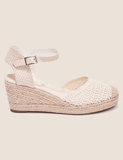 Espadrilles compensées macramé ecru femme