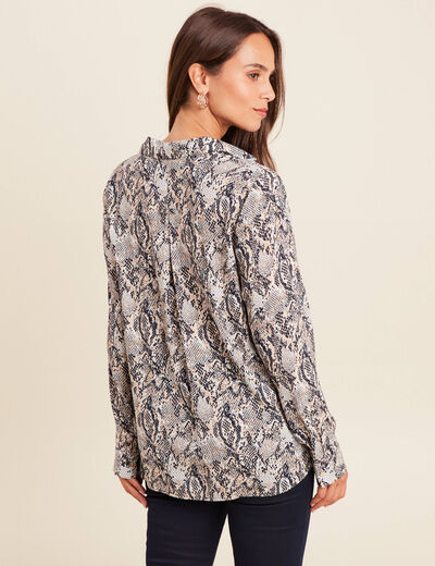Blouse fluide manches longues beige femme