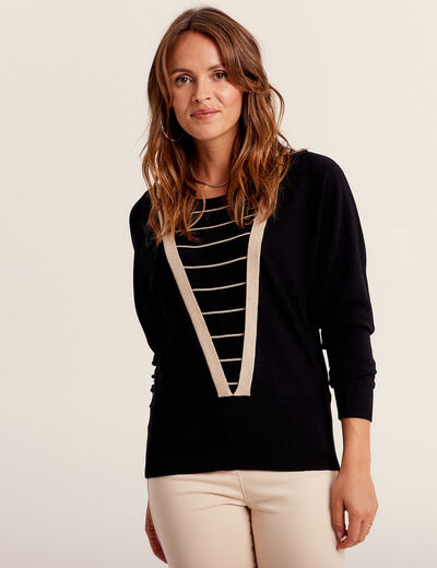 Pull manches longues noir femme