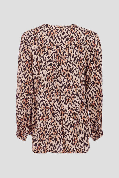 Blouse manches longues beige femme
