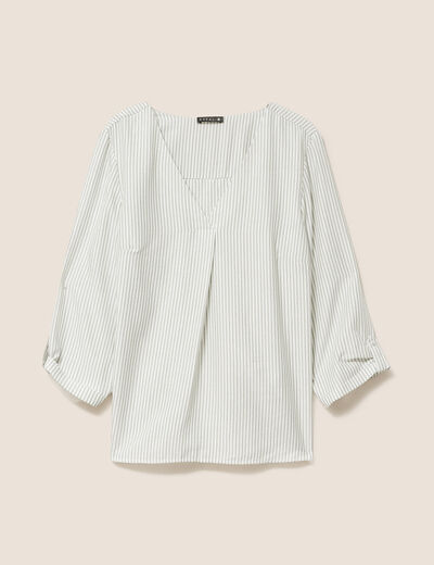 blouse fluide manches 3/4 vert femme