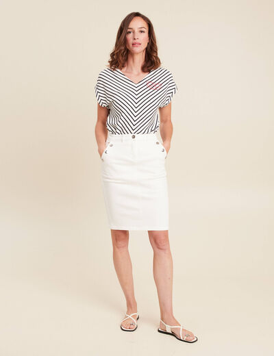 Jupe droite longueur genou blanc femme