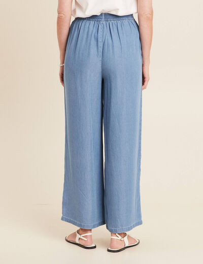 Pantalon large avec pans denim double stone femme