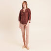 Blouse col tunisien manches 3/4 taupe femme