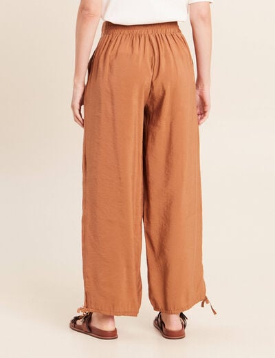 Pantalon taille haute 7/8&egrave;me resserr&eacute; beige femme