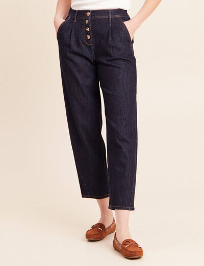 Jean coupe barrel 7/8&egrave;me denim brut femme