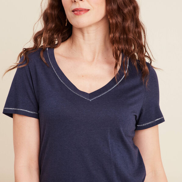 T-shirt manches courtes bleu marine femme