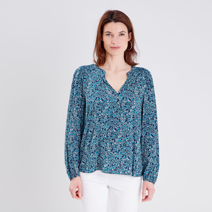 Blouse manches longues bleu marine femme