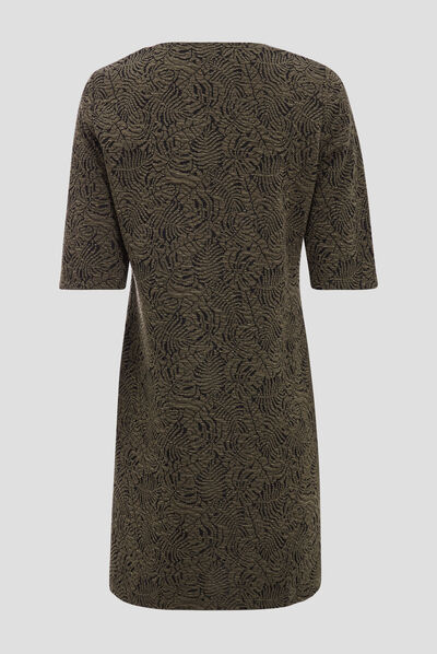 Robe droite manches courtes vert kaki femme
