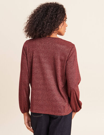 Blouse manches longues orange fonc&eacute; femme