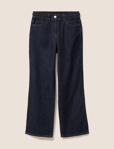 Jean coupe large 7/8&egrave;me taille haute denim brut femme