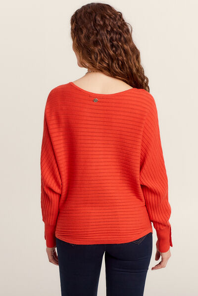 Pull manches longues orange femme