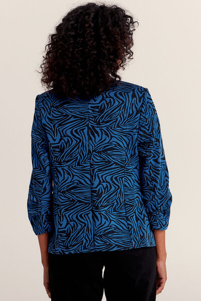Veste droite manches 3/4 bleu electrique femme