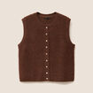 Gilet droit mi-long sans manches marron foncé femme