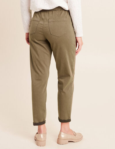Pantalon coupe mom 7/8&egrave;me vert kaki femme