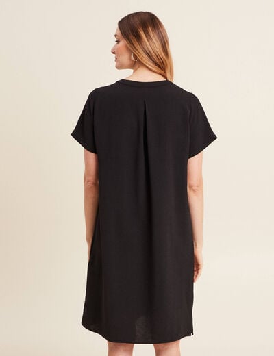 Robe droite manches courtes noir femme