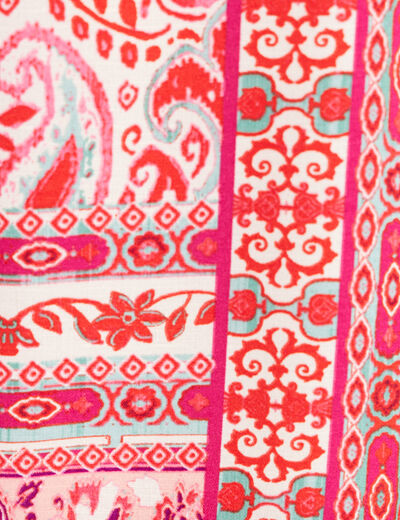Robe courte &eacute;vas&eacute;e col tunisien rose femme