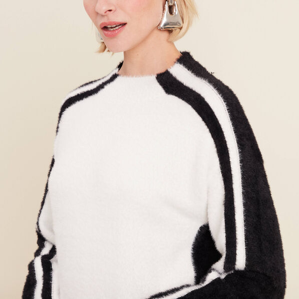 Pull manches longues blanc femme