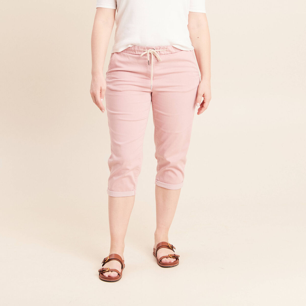Pantacourt coupe mom large rose pastel femme